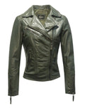 Dekkers Lia Leren Bikerjack Dames Bladgroen