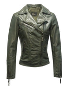 Dekkers Lia Leren Bikerjack Dames Bladgroen - foto 1