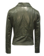 Dekkers Lia Leren Bikerjack Dames Bladgroen - foto 3