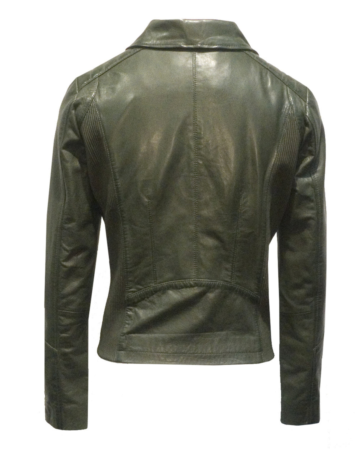 Dekkers Lia Leren Bikerjack Dames Bladgroen - foto 3