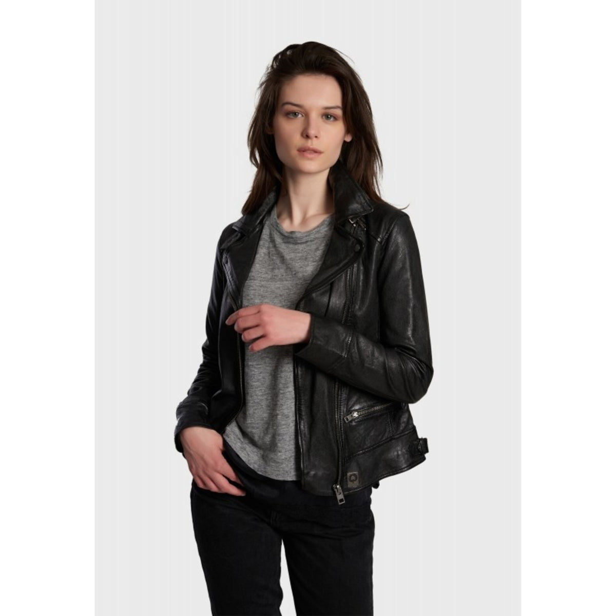 Oakwood Video Leren Bikerjack Dames Zwart - foto 4