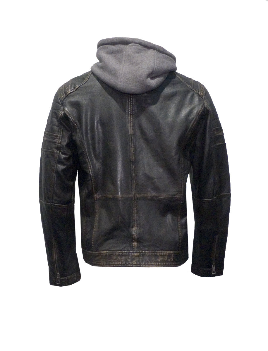 Zenon-4 Black-Beige leren jack - detail